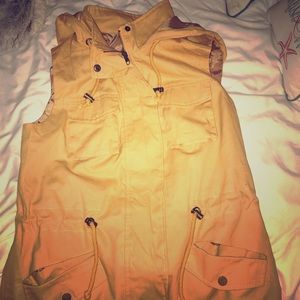 Mustard color utility drawstring vest